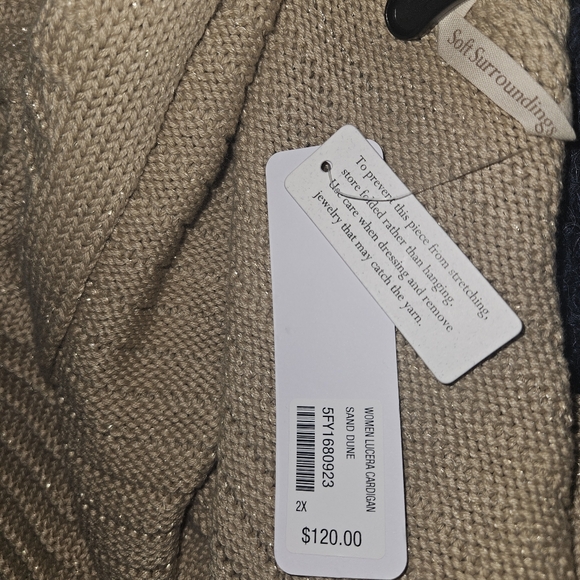 NWT -Soft Surroundings- Cozy Tan Knit Sweater Cardigan - Picture 2 of 9